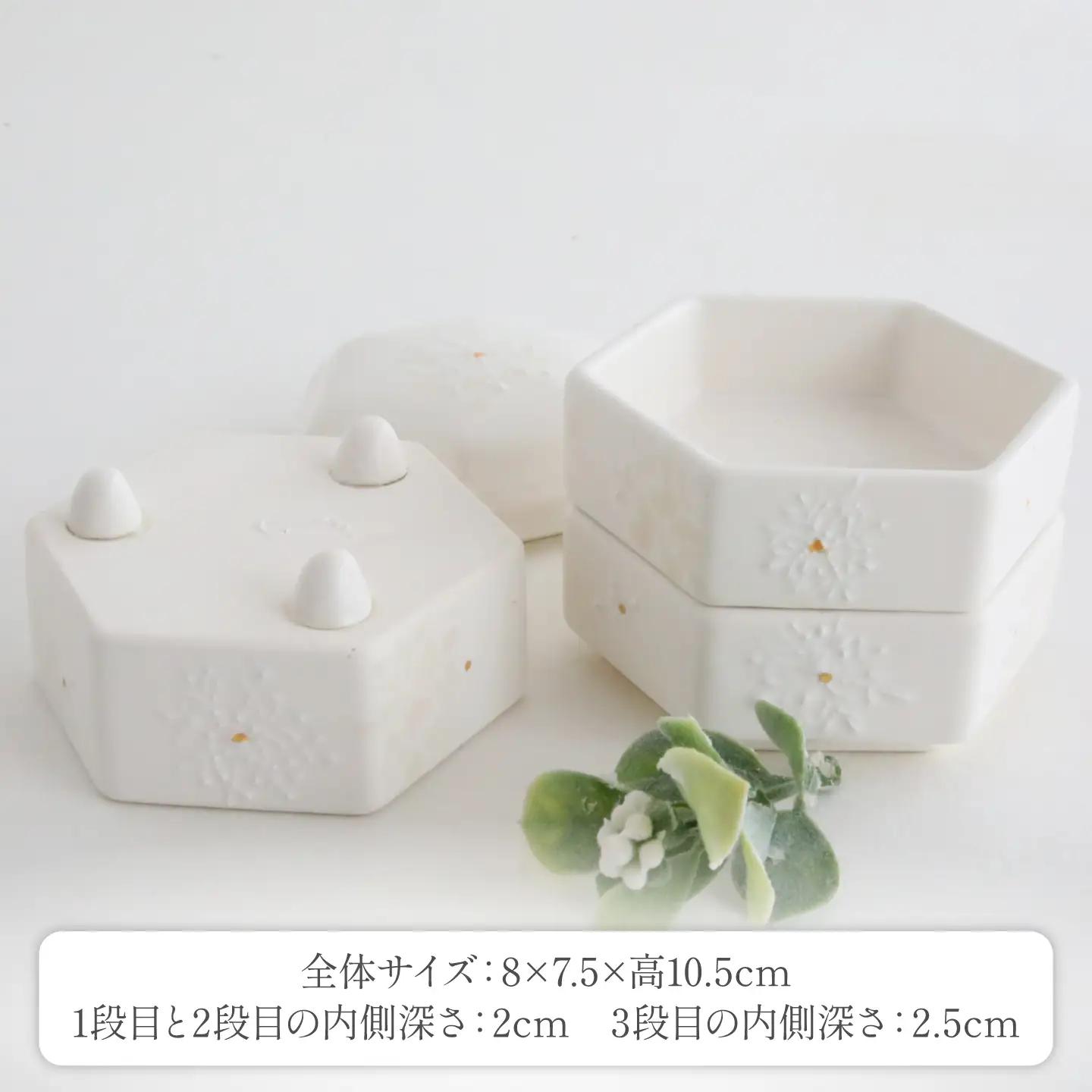 【美濃焼】砂糖衣雪結晶 金彩小姫 お重箱 ホワイト【buzan 武山窯】食器 うつわ 器 お重箱 重箱 お重 小皿 おせち 寿司 アクセサリー入れ お香立て 化粧箱 プレゼント ギフト 贈り物 贈答 