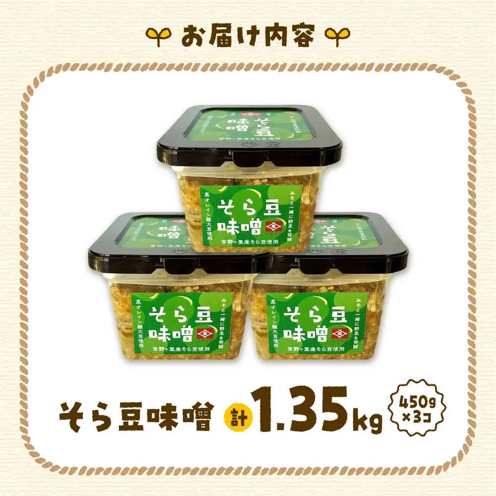 そら豆味噌 450g×3個 生みそ 高オレイン酸大豆 一の塩 そら豆 吉野ヶ里町/イデマン味噌醤油醸造元[FAF035]