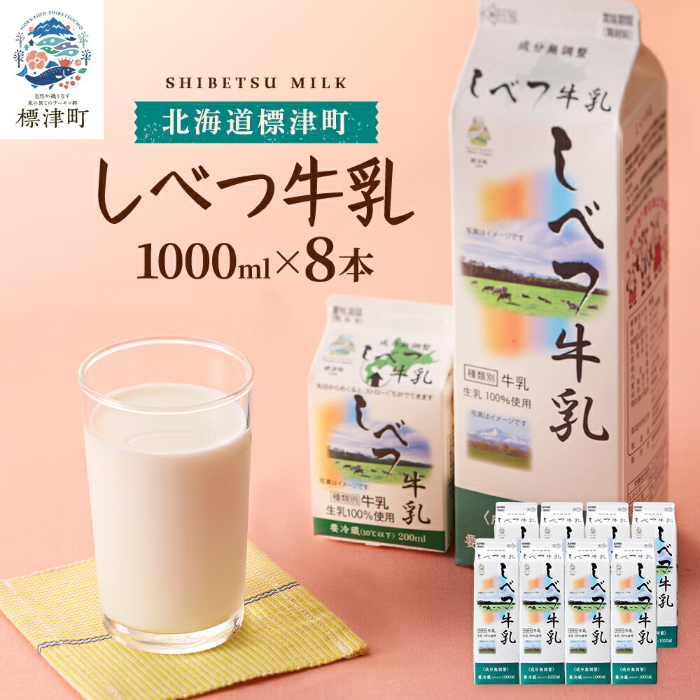 【ふるさと納税】 しべつ牛乳 1L × 8本 北海道産 パックミルク 1.5万円以下 お裾分け 牛乳 乳製品 生乳 生乳100% 国産 ミルク みるく ぎゅうにゅう 乳 標津 しべつ 成分無調整 無調整 1l 1リットル【配送不可地域：離島】