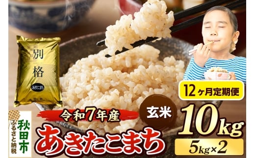 《令和7年産》《定期便12ヶ月》 米 あきたこまち 10kg（5kg×2袋） 【玄米】 秋田県産