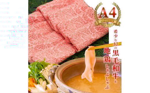 国産黒毛和牛 大川黒牛 ロース しゃぶしゃぶ用 スライス A4（300g×2）＆はちきん地鶏 むね肉 しゃぶしゃぶ用（400g）セット 計1kg 国産 黒毛和牛 A4 ロース 牛肉 地鶏 ムネ肉 鶏肉 高知県 大川村 F6R-025