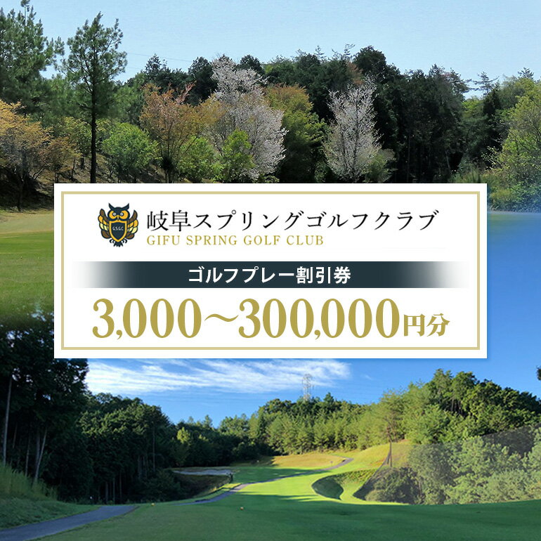 【ふるさと納税】 ゴルフ 八百津町 割引券 選べる 3,000円分 15,000円分 30,000円分 90,000円分 150,000円分 300,000円分 趣味 娯楽 岐阜スプリングゴルフクラブ 送料無料 y10-15