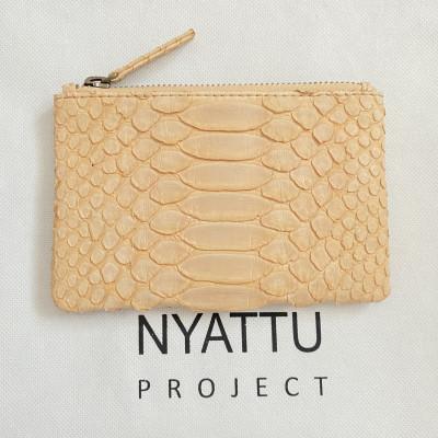 ふるさと納税 清須市 NYATTU PROJECT　天然パイソン革(ヘビ革)フラグメントケース(ポーチ)クリーム