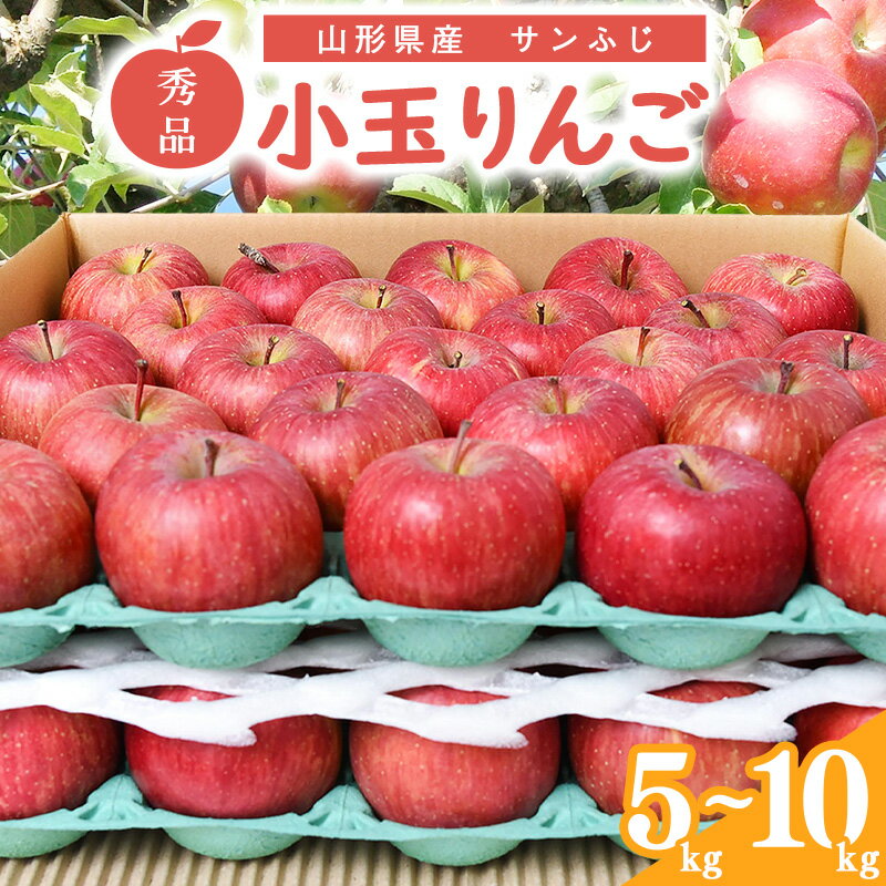 【ふるさと納税】小玉りんご「サンふじ」5kg - 10kg 秀品 【2026年1月上旬頃〜下旬頃発送予定】 ／ 選べる 量 お取り寄せ ご当地 特産 果物 フルーツ くだもの リンゴ 旬 林檎 食べきり 甘い 5キロ 10キロ 2025年産 令和7年産 東北 山形県