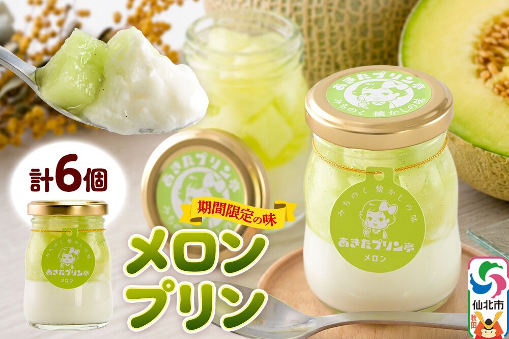 あきたプリン亭 メロンプリンセット 6個入り [手作り あきたプリン亭 ぷりん メロン お菓子 洋生菓子 洋菓子 高級 お取り寄せ スイーツ ギフト プレゼント 詰め合わせ]|02_apt-310601