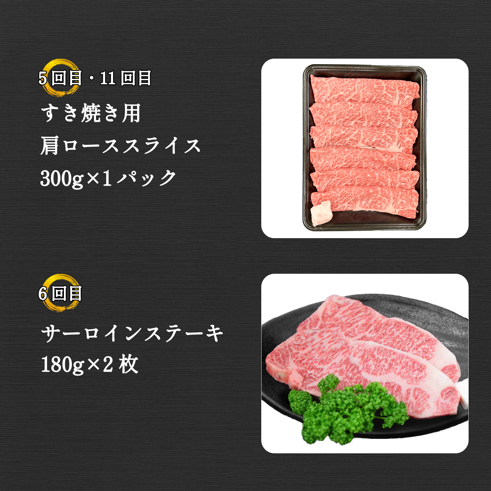 【ET006】【定期便 全12回】宮崎県西ノ原牧場・なかにしプレミアム和牛バラエティ定期便（牛肉 黒毛和牛 すき焼き ヒレ モモ 定期便 A4 A5）_イメージ4