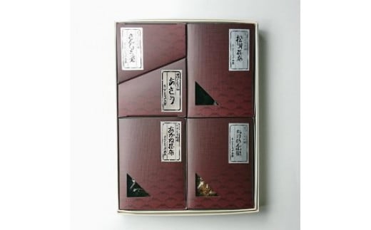 かすみ（佃煮詰合せ：さんしょうの実、あさり佃煮、松茸昆布、ちりめんさんしょう、あかね昆布)