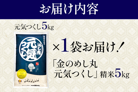 令和8年産 金のめし丸元気つくし精米５kg 元気つくし 福岡 お米 米 ごはん ご飯 お弁当 おにぎり 金のめし丸県産米 福岡ブランド米 めし丸 志免 志免町 福岡県