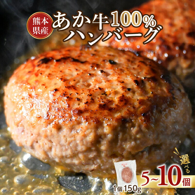 【ふるさと納税】肉 牛肉 あか牛 ハンバーグ 個数 選べる 5個 7個 10個 あか牛100%使用 和牛 柔らか コク 旨味 小分け 個包装 真空包装 ごはん お弁当 おかず 惣菜 簡単調理 冷凍 加工品 食品 お取り寄せ お取り寄せグルメ 熊本県産 送料無料【熊本県宇土市】