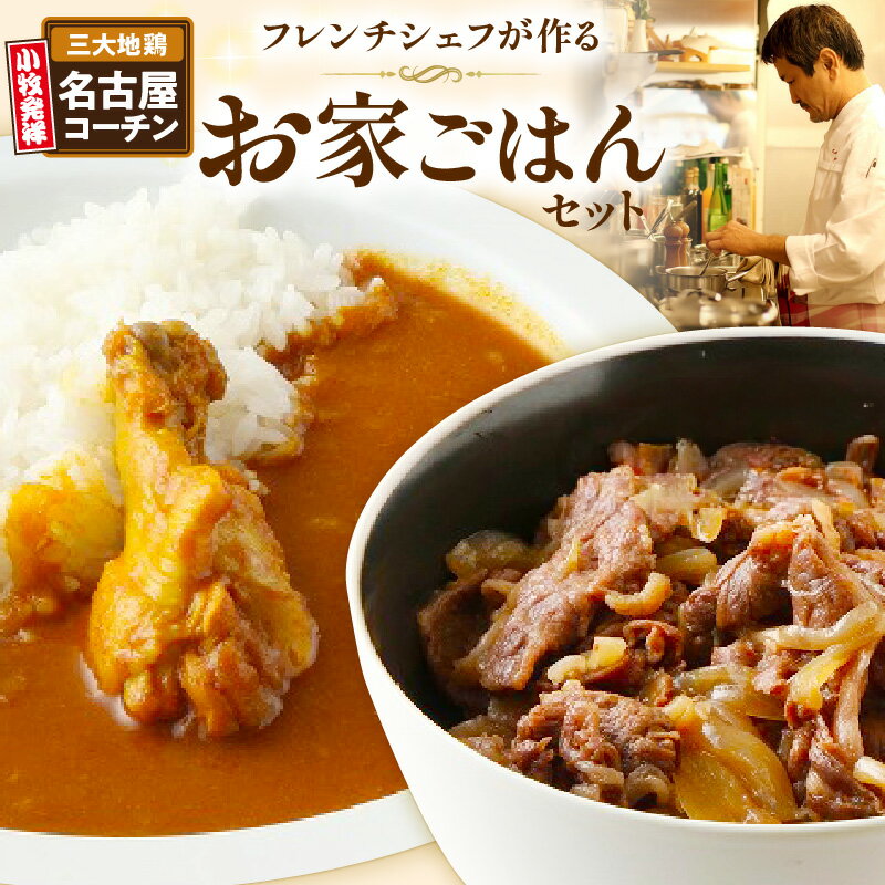 【ふるさと納税】お家ごはんセット 牛丼の素 スパイスカレー 各2袋 石垣牛 名古屋コーチン入り 料理人 歴35年 シェフ 真空パック 袋のまま湯煎 簡単調理 晩ごはん 食品 冷凍 グルメ Chez Chouchou 愛知県 小牧市 お取り寄せ 送料無料