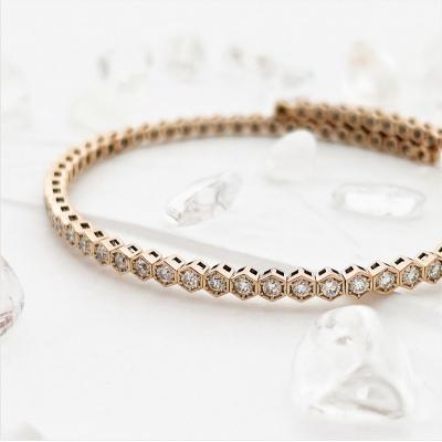 ふるさと納税 甲府市 K18PG　ダイヤモンド【1.00ct】ハニカム　ブレスレット　形状記憶タイプ　K04057-H |  | 01