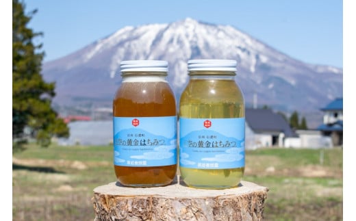 黒姫養蜂園『天空の黄金はちみつ』百花蜜・アカシヤ 1200g×2個セット 計2.4kg ｜ 信州産100％非加熱の国産ハチミツ ｜ 肉料理・お菓子・ヨーグルトに！ 【長野県信濃町ふるさと納税】