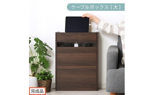 【完成品でお届け】ルーター収納ボックス〔大〕（ウォールナット）ケーブルボックス スリム 大サイズ ケーブル収納 ボックス コードケース タップボックス タップ収納 ルーターボックス コードボックス コード収納 LKANET300256-0-WAL
