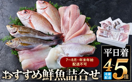 ＜平日着＞＜7～8月・年末年始配送不可＞おすすめ鮮魚詰め合わせ(4～5種類) 【鳥取県 境港市】