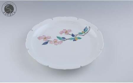 有田焼 雪輪皿 22cm〈山茶花文〉【赤絵白磁硯処 雪月花】食器 器 うつわ 取り皿 皿 菓子皿 | 60000円以内 6万円以内 | di009