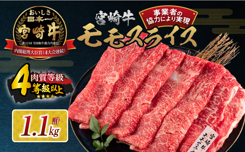 【令和6年12月配送】数量限定 宮崎牛 モモスライス 計1.1kg 牛肉 赤身 国産 すき焼き しゃぶしゃぶ 牛丼 焼肉 BBQ バーベキュー 鉄板焼き 人気 おすすめ 高級 ギフト プレゼント 贈り物 贈答 お祝い 配送月が選べる 宮崎県 日南市 送料無料 肉盛りモリキャンペーン!!_CC57-24-ZO-12