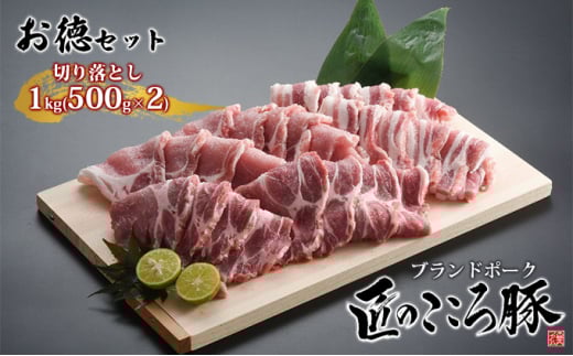 ブランドポーク「匠のこころ豚」切り落とし1kg（500g×2）ふるさと納税限定セット【◎安全・安心　JGAP・農場HACCP認証取得】 [№5734-0094]