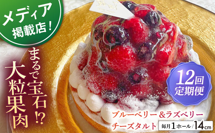 
            【全12回定期便】ブルーベリー&ラズベリーチーズタルト1ホール(14cm)【心優　－Cotoyu Sweets－】 [KAA532] 
          
