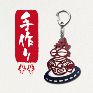しゃこちゃんUFO (シャコリアン) キーホルダー (赤系) ｜キーホルダー レーザーカット 小物 鍵 遮光器土偶 しゃこちゃん 縄文 土偶 どぐう青森県 つがる市 世界遺産 [0868]