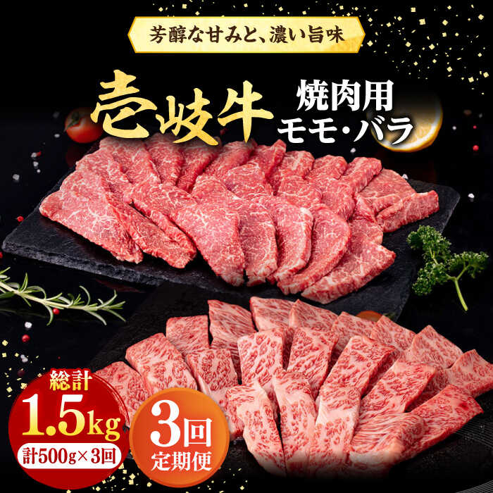 【ふるさと納税】【全3回定期便】＼ぐるナイで紹介／ 壱岐牛 焼肉用 モモ・バラ 500g《壱岐市》【株式会社イチヤマ】[JFE066] 定期便 肉 牛肉 焼肉 焼き肉 モモ バラ カルビ BBQ 赤身 冷凍配送 63000 63000円 ぐるナイ ゴチになります 壱岐牛