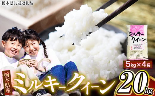 【栃木県共通返礼品】【令和7年度産】栃木県産 栃木県産ミルキークイーン 白米 5kg × 4袋（合計20㎏） | ふるさと 納税 新米 お弁当 お米 精米 白米 玄米 大粒 共通返礼品 送料無料 那珂川町 栃木県