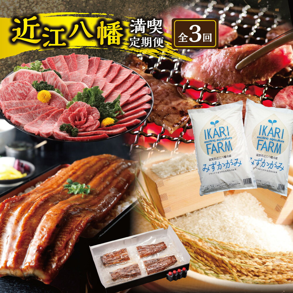 【ふるさと納税】【期間限定】近江八幡ごちそう満喫定期便 3か月 国産 牛肉 近江牛 ブランド牛 日本三大和牛 焼肉 BBQ お米 白米 うなぎ 蒲焼 炭火