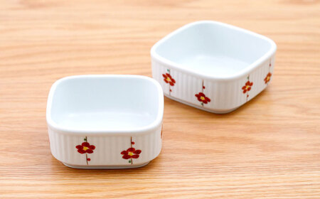 【波佐見焼】角パック 花木立 赤 2個セット【団陶器】[PB217]