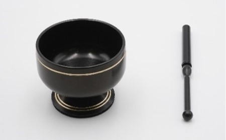 【高岡銅器】末広りん ブラック おりん りん台 一体 モダン 仏具 インテリア  FAD-0966