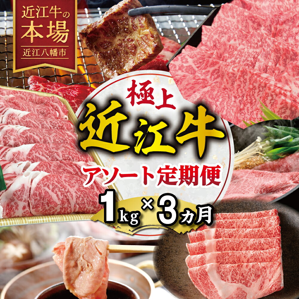 【ふるさと納税】【期間限定】極上近江牛1kg　食べ方色々！アソート定期便 国産 牛肉 近江牛 ブランド牛 日本三大和牛 赤身 ロース バラ モモ しゃぶしゃぶ / 焼肉 / すき焼き 食べ比べ