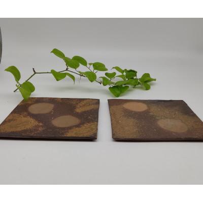 ふるさと納税 備前市 備前焼角平皿2枚セット(登り窯)