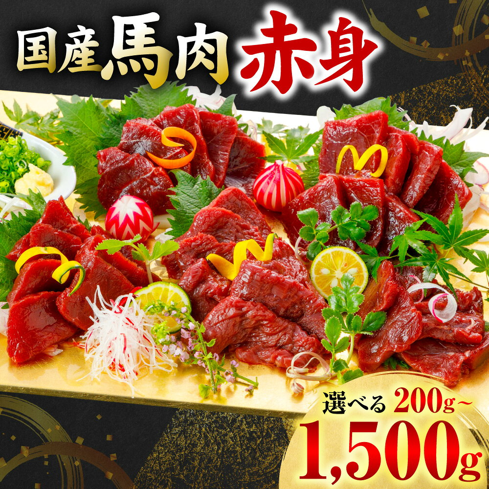 【ふるさと納税】 令和8年熊本地震復興支援 国産 馬肉 赤身 200g～1500g 【選べる内容量】 お肉 馬 馬焼き レア 冷凍 新感覚 特殊加工 熟成 加熱加工 低温調理 熊本県 八代市 送料無料