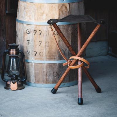 ふるさと納税 大野町 【お申込み受付後生産】革と木のハンティングチェア(ハイタイプ):ブラック