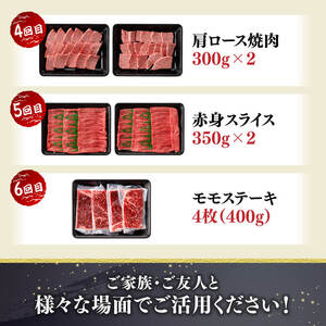 【6ヶ月定期便】宮崎牛定期便【肉 牛肉 国産 宮崎県産 宮崎牛 牛肉 黒毛和牛 和牛 焼肉用牛肉 BBQ用牛肉 すき焼き用牛肉 しゃぶしゃぶ 焼きしゃぶ 肩ロース ウデ モモ 鶏肉もも カット済み定期