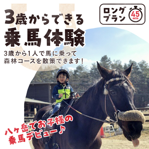 キッズ体験 ロングプラン (3頭) チケット 乗馬体験 キッズプラン 馬 3頭 ロングプラン 約45分 乗馬 3歳以下親子乗り可 一人乗り3歳～ 自然 森林散策 ファミリー 初心者も安心 体験 八ヶ岳