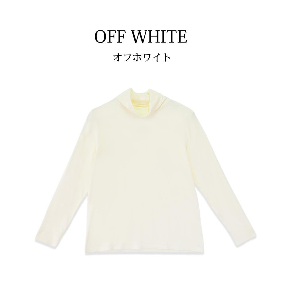 
シルクタッチ　長袖ハイネック　Ｔシャツ（FL22FW-008W）オフホワイト【サイズ選択可】
