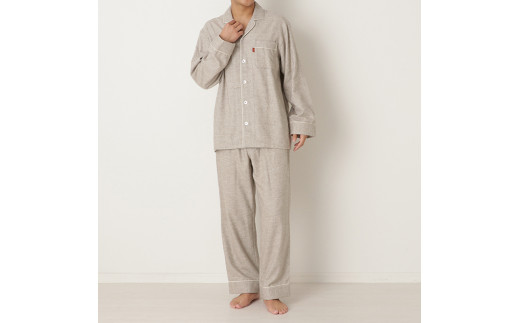 37-32-BM　ヤクウール無地メンズパジャマ（ベージュ・Mサイズ）【播州織使用】