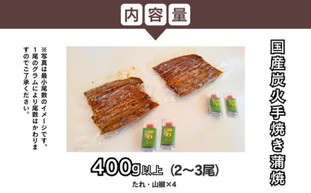 【訳あり】国産うなぎ 炭火蒲焼 400g以上（2-3尾) A-AA-A38A