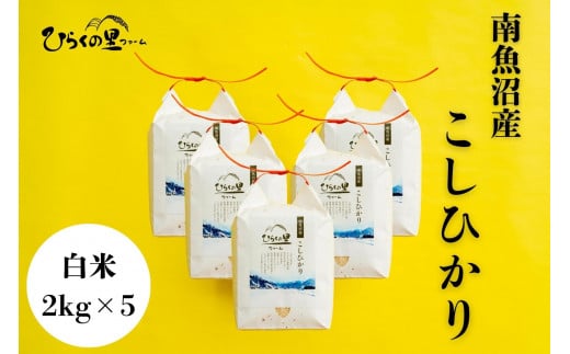 【令和7年産新米予約】最高金賞 南魚沼産コシヒカリ 白米2kg×5 もっちり甘い！ ひらくの里ファーム【2025年10月上旬より順次発送予定】