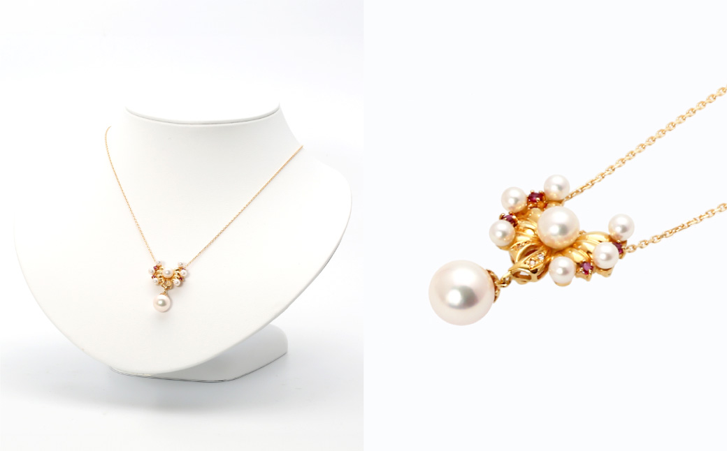 【限定1点】あこや真珠 (約9mm珠) ルビー入りペンダント K18イエローゴールド ／ ジュエリー アクセサリー パール 長崎県 長崎市
