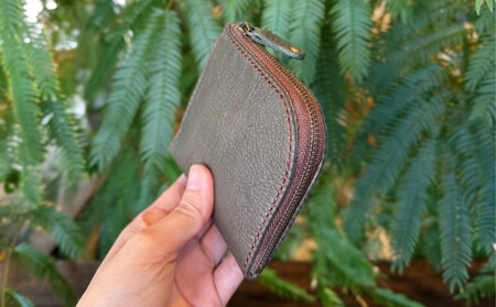 屋久鹿レザーの島財布（グリーン）