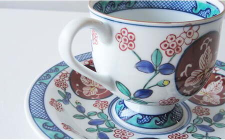 有田焼 古伊万里草花紋 珈琲碗皿 【篠英陶磁器オリジナル】 カップ＆ソーサー コーヒーカップ ティーカップ おしゃれ 記念日 ティーカップ ギフト ティーカップ teacup ティーカップ A50-2