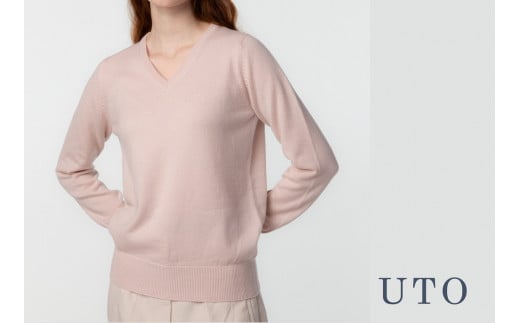 【期間限定(12/26～1/31)寄附額】【UTOカシミヤ】レディース Vネックプルオーバー　カシミヤ 100% 岩手県 北上市 R0113