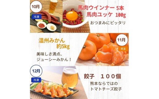 【 定期便 5回 】 熊本県 決定版 |（ いちご みかん 不知火 デコポン スイカ メロン あか牛 牛肉 海苔 焼き海苔 馬肉 ウインナー 馬刺し 餃子 ） 肉 果物 フルーツ くだもの 定期 定期便 熊本県 玉名市