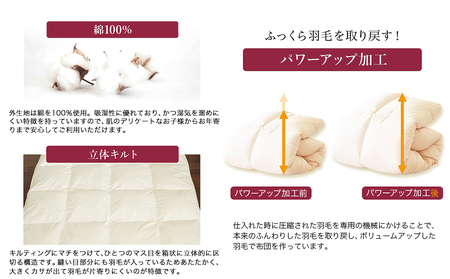 【充填量の多いタイプ・羽毛掛布団KL】ロイヤルゴールドラベル93%_154-J201_(都城市) キングロング ホワイトダックダウン 93%使用 タンポポの綿毛 ふわふわ ロイヤルゴールドラベル 羽毛