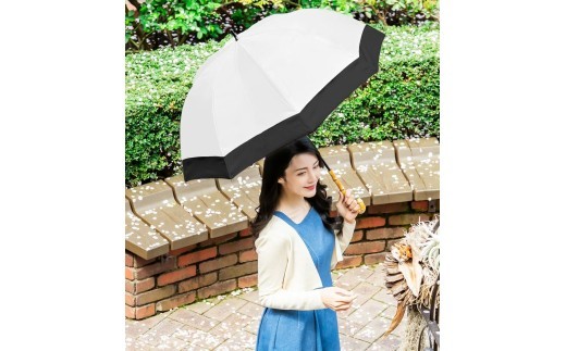 ロサブラン【日傘】ラージ コンビ【60cm】 【アイボリー×ブラック】 | 100％ 完全遮光 晴雨兼用 Rose blanc 傘 カサ uvカット 遮光 遮熱 涼感 紫外線対策 1級遮光 ファッション レディース メンズ ファッション おしゃれ 小物 ギフト プレゼント 母の日