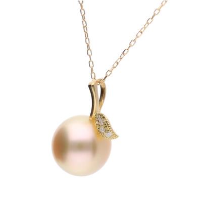 ふるさと納税 神戸市 【姫果】ゴールデンパール(南洋真珠) ダイヤモンド K18 イエローゴールド ペンダントトップ |  | 01