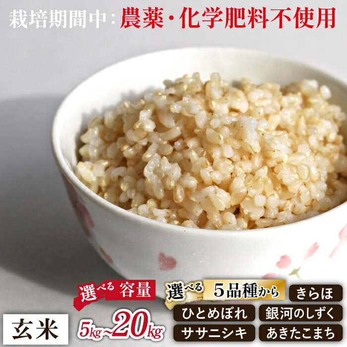 【ふるさと納税】 令和7年産 おすすめ 玄米 栽培期間中 農薬不使用 化学肥料不使用 / 5kg 10kg 20kg きらほ あきたこまち ひとめぼれ ササニシキ 銀河のしずく 選べる 国産 東北 コメ 美味しい 少量 人気 産地直送 農家直送 単一原料米 岩手県 滝沢市 送料無料 武田家のお米