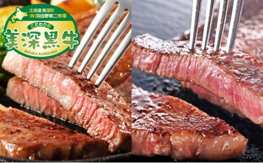 
[№5894-0369]北海道産 黒牛ステーキセット（リブロース180g×4・サーロイン180g×4）【こだわりの美深黒牛】
