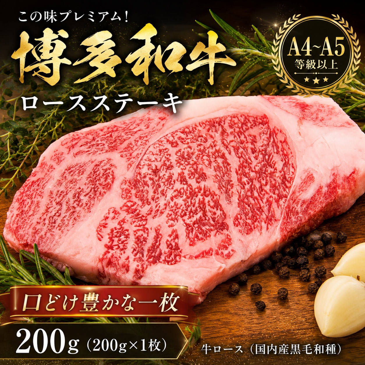 この味プレミアム！【A4～A5】博多和牛ロースステーキ　200g | 牛肉 ブランド牛 国産 和牛 福岡 博多 ステーキ BBQ CP060a 200g