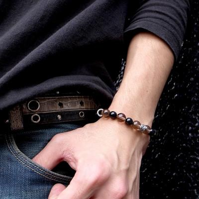 ふるさと納税 神戸市 パワーストーン×シルバーブレス Sサイズ スモーキークォーツオニキス 天然石 神戸市 DJ-017S |  | 02